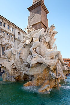 The Fontana dei Quattro Fiumi at Piazza Navona in Rome