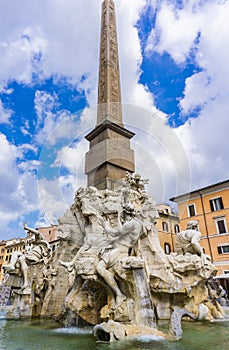 Fontana dei Quattro Fiumi at Piazza Navona in Rome, Italy