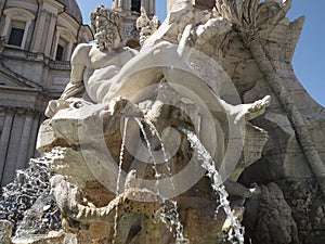 Fontana dei Quattro Fiumi, Piazza Navona, Rome, Lazio, Italy, Europe