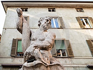 Fontana del Delfino in Bergamo city