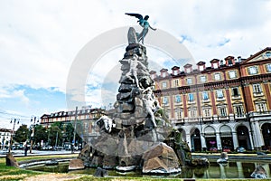Fontana del Frejus, in Statuto square, Tutin, Italy