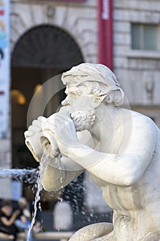 Fontana del Moro Moor Fountain located in Piazza Navona, Rome, Italy