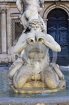 Fontana del Moro Moor Fountain located in Piazza Navona, Rome, Italy