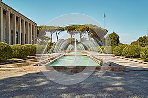 Fontana del Piazzale Konrad Adenauer. Palazzo della CiviltÃ  Italiana photo