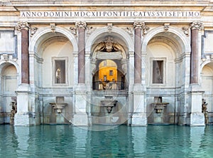 Fontana dell`Acqua Paola or the big fountain in Italy Rome. photo