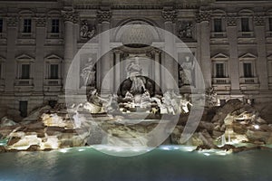 Fontana di trevi fountain at night, Rome