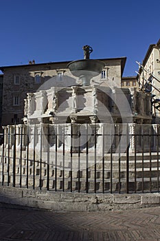 Fontana Maggiore fountain in Perugia city
