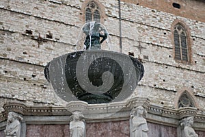 Fontana Maggiore, a medieval fountain in the ancient city of Perugia in Umbria, Italy