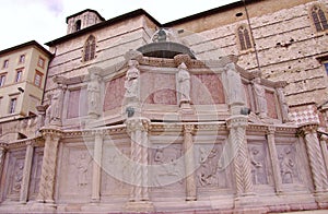 The Fontana maggiore in Perugia in Tuscany in Italy