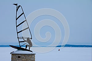 Fontana, WI Lakefront Sculpture of Windsurfer