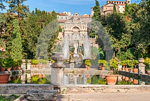 Fontane del Nettuno e dell` Organo famous Italian Renaissance Villa D`este gardens in Tivoli, Italy