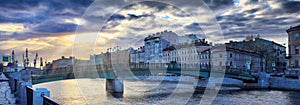 Fontanka River Embankment in St. Petersburg in decline beams