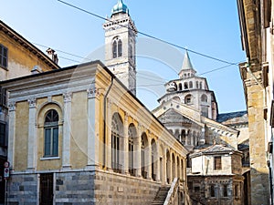 Fontanone Visconteo and Basilica in Bergamo town photo