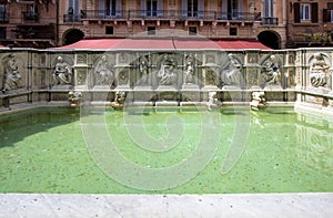 Fonte Gaia fountain in Piazza del Campo square, Siena, Italy