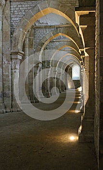 Fontenay Abbey in France. Inside the Abbey Church.