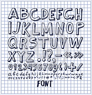 Fonts Hand Drawn Elements Alphabet Written Ink Pen