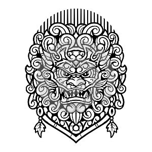 Foo dog vintage mascot logo