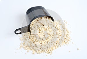 Food additiveAnimal protein powder. Heap on white background