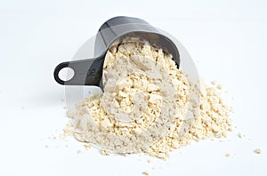 Food additiveAnimal protein powder. Heap on white background photo