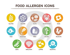 Food Allergen Icons Set