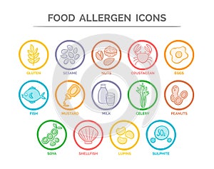 Food Allergen Icons Set photo