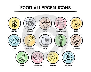 Food Allergen Icons Set photo