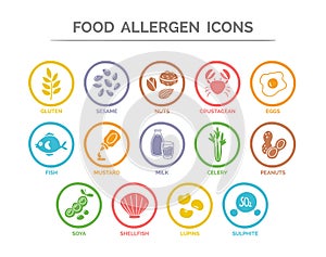 Food Allergen Icons Set photo