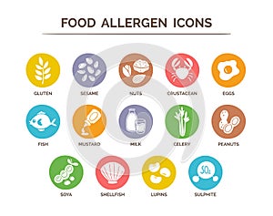 Food Allergen Icons Set photo