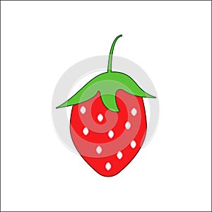 Food allergen-strawberry. Red strawberry berry vector illustration in flat style isolated on white background.