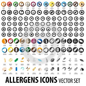 Food allergens icons pack photo
