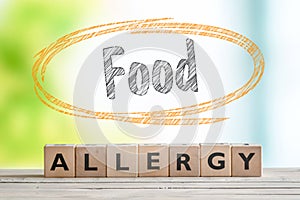 Food allergy sign on a table