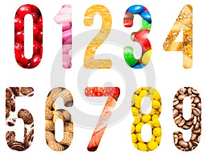 Food Alphabet Numbers Isolated