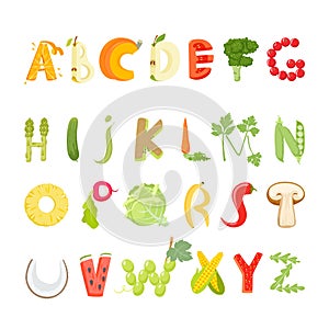 Food alphabet vector