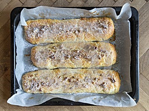 Food - apple strudel on a baking tray, Pilsen, Europe