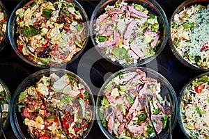 Food background, close-up. Catering buffet food in hotel restaurant