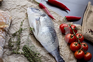 Food background for fish dishes cooking with various ingredients