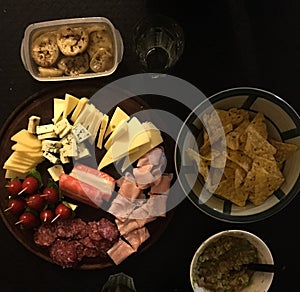 Food background. cheese and ham photo