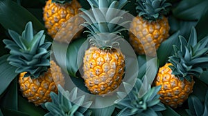 food background ripe pineapples closeup