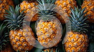 food background ripe pineapples closeup