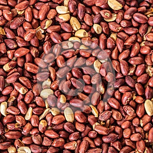 Texture of roasted peanuts close-up