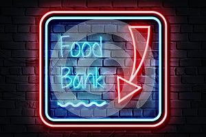 Food Bank Neon Sign on a dark wall