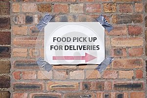 Food bank pick up direction arrow sign