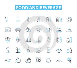 Food and beverage linear icons set. Delicious, Savory, Spicy, Tangy, Sweet, Salty, Umami line vector and concept signs