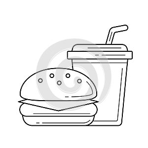 Food and beverage takeaway vector line icon.