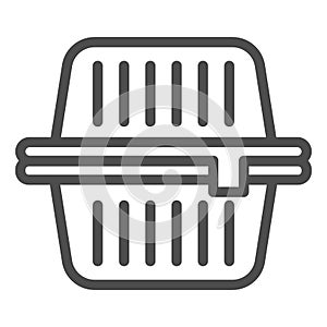 Food box line icon. Kitchenware preserving container, meal tank. Plastic products design concept, outline style