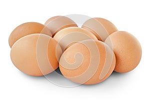 Food. Brown chicken eggs with shadow isolated on transparent png