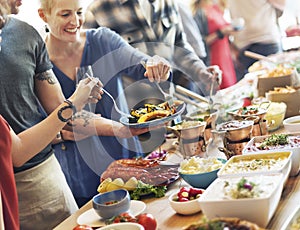 Food Buffet Catering Dining Eating Party Sharing Concept