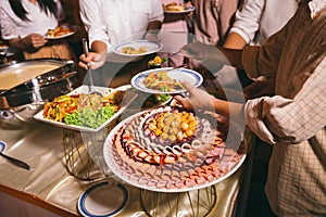 Food Buffet Catering Dining Eating Party Sharing Concept.people group catering buffet food