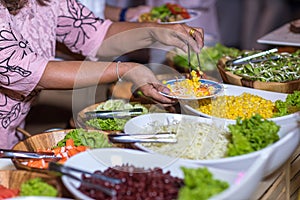 Food Buffet Catering Dining Eating Party Sharing Concept.people group catering buffet food