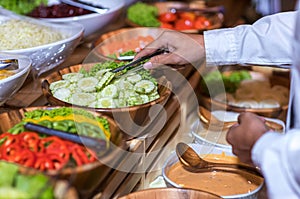 Food Buffet Catering Dining Eating Party Sharing Concept.people group catering buffet food